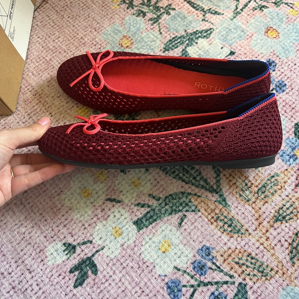 Rothy's Berry Mesh Flats with Red Accents - Picture 4 of 5